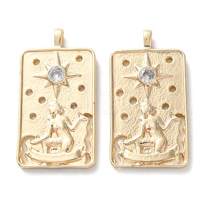 Brass Micro Pave Cubic Zirconia Pendants KK-C079-05G-1