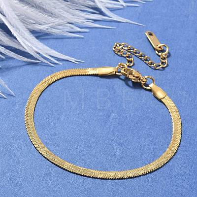 304 Stainless Steel Snake Chain Bracelets for Women Men STAS-S157-36A-G-1