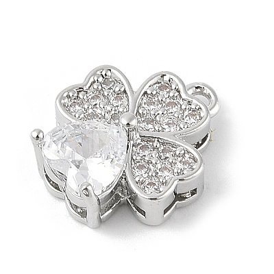 Brass Micro Pave Clear Cubic Zirconia Charms KK-R219-30P-1