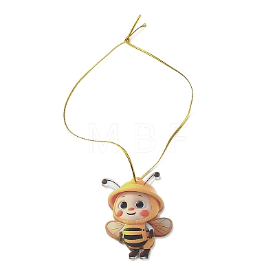 Cute Bees Acrylic Pendant Decoration HJEW-G026-01D-1