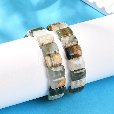 Natural Rutilated Quartz Gemstone Beaded Stretch Bracelets for Women Men BJEW-M049-18B-1