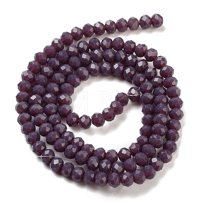 1 Strand Opaque Solid Medium Purple Color Faceted Crystal Glass Rondelle Beads Strands X-EGLA-F049A-08-1