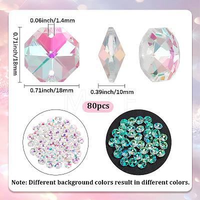 80Pcs Octagon Sew on Glass Rhinestone GLAA-SP0001-82B-01-1