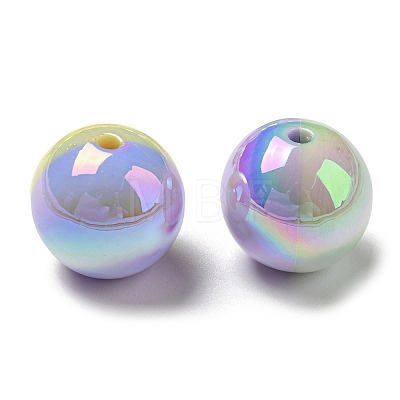 UV Plating Rainbow Iridescent Opaque Acrylic Beads MACR-D081-15-1