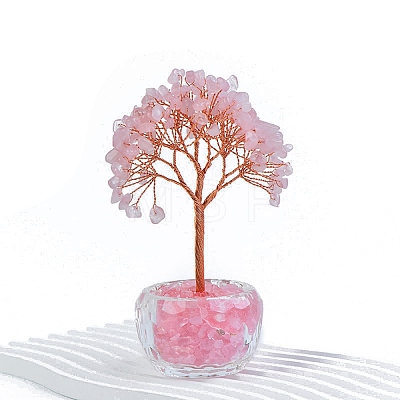 Natural Rose Quartz Chips Tree Decorations PW-WG40737-03-1