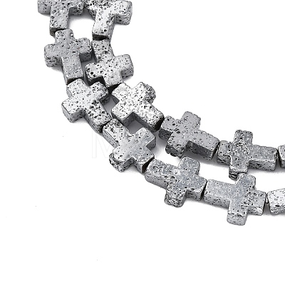 Electroplated Natural Lava Rock Beads Strands G-A256-A01-01D-1