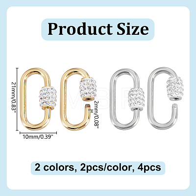4Pcs 2 Colors 304 Stainless Steel Screw Carabiner Lock Charms STAS-HY0001-95-1