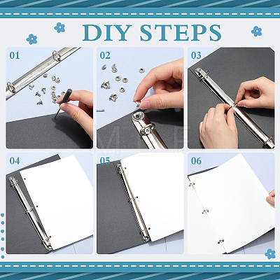 Iron Notebook 3-Ring Loose Leaf Book Binder Hinged Clamp FIND-WH20007-15B-P-1