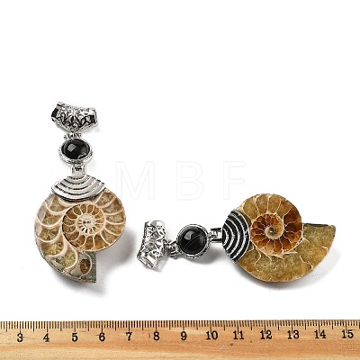 Natural Black Agate Fossil Snail Pendants G-F062-08-1