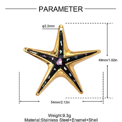 304 Stainless Steel Enamel Big Pendants STAS-OY014-46G-1