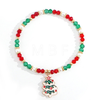 Christmas 304 Stainless Steel Enamel Charm Bracelets UB9806-6-1