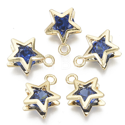 Brass Micro Cubic Zirconia Charms KK-N235-034C-1