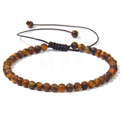 4mm Natural Tiger Eye Beaded Braided Bracelets SY1950-27-1
