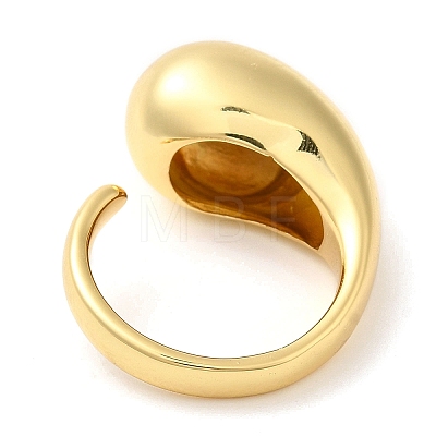 Rack Plating Brass Teardrop Open Cuff Ring for Women X-RJEW-A016-03G-1