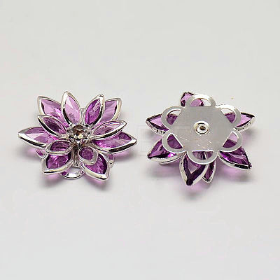 Acrylic Rhinestone Flower Flat Back Cabochons GACR-R016-04-1