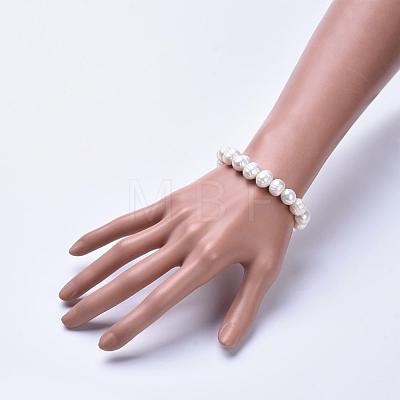 Natural Pearl Beads Stretch Bracelets BJEW-JB04265-02-1
