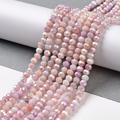 Faceted Electroplated Glass Beads Strands X-GLAA-C023-02-C19-1