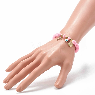 Handmade Polymer Clay Beads Stretch Bracelets BJEW-JB06564-1