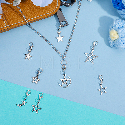 32Pcs 8 Colors Alloy Pendant Decorations HJEW-GO00263-1