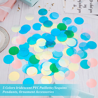 Olycraft 600Pcs 5 Colors Iridescent PVC Paillette/Sequins Pendants KY-OC0001-33B-1