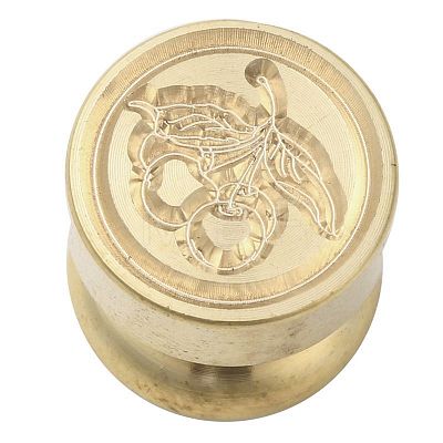 Golden Tone Round Wax Seal Brass Stamp Heads AJEW-M040-01G-D-1