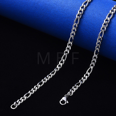 304 Stainless Steel Figaro Chain Necklaces NJEW-S420-003B-P-1