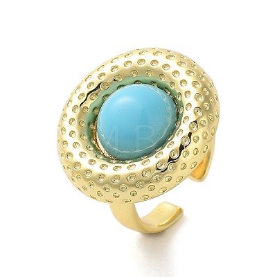 Resin Flat Round Open Cuff Ring RJEW-A035-02G-1
