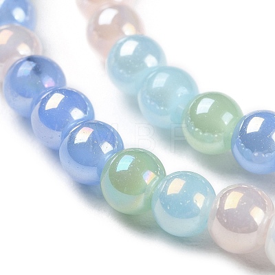 Transperant Electroplate Glass Beads Strands GLAA-P056-4mm-B02-1
