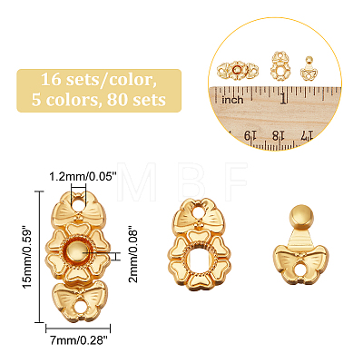  80 Sets 5 Colors Flower Alloy Snap Lock Clasps FIND-NB0004-03-1