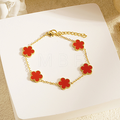 Acrylic Flower Link Chain Bracelet XT3040-2-1