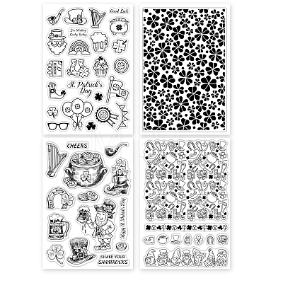 Globleland 4 Sheets 4 Styles PVC Plastic Stamps DIY-GL0004-08B-1