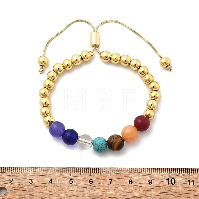 Long-Lasting Plated Brass Beads Slider Bracelets for Women BJEW-K268-02G-1