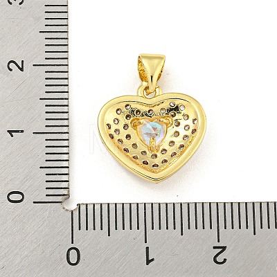 Heart Rack Plating Brass Micro Pave Cubic Zirconia Charms KK-Z053-17G-01-1