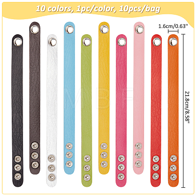  10Pcs 10 Colors Adjustable Leather Cord Bracelets Set for Women BJEW-NB0001-10-1
