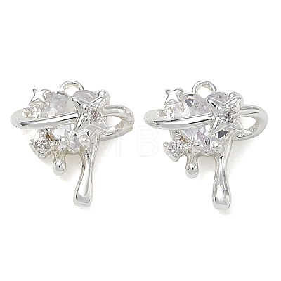 Brass Micro Pave Clear Cubic Zirconia Charms CU-CBAB0CF-21S-1