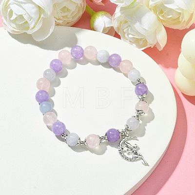 8mm Round Natural Aquamarine & Rose Quartz & Amethyst Beaded Stretch Bracelets X-BJEW-TA00502-1