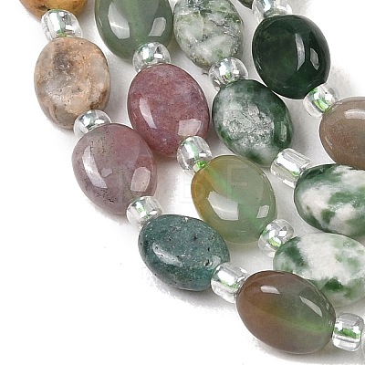 Natural Quartz Crystal & Crazy Agate & Green Spot Jasper & Unakite & Green Strawberry Quartz & Indian Agate Beads Strands G-Z135-A14-1