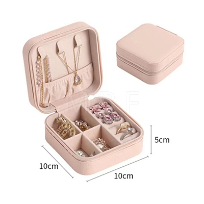 Imitation Leather Jewelry Storage Zipper Boxes PW-WG57671-01-1