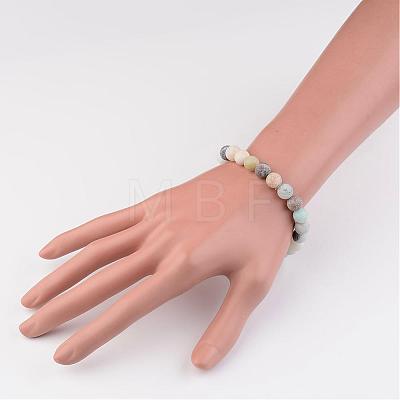 Natural Amazonite Beads Stretch Bracelets BJEW-JB02445-03-1