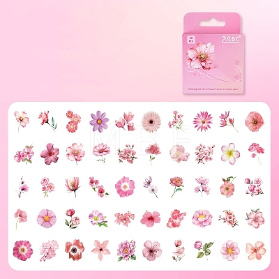 50Pcs 50 Styles Flower PET Sticker PW-WG35408-03-1