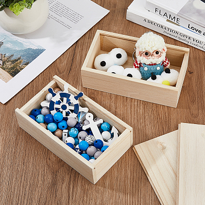 Rectangle Unfinished Wood Gift Storage Box LS-CON-WH0094-38A-1