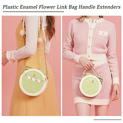   6Pcs Plastic Enamel Flower Link Purse Strap Extenders FIND-PH0007-07-1