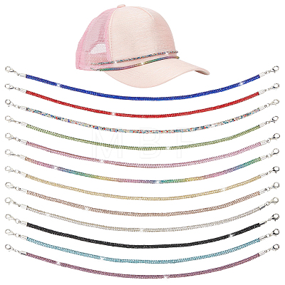12Pcs Platinum Alloy Rhinestone Hat Chains AJEW-NB0009-42-1