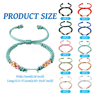 10Pcs 10 Colors Adjustable Nylon Cord Braided Bracelet Making MAK-TA0001-15-1