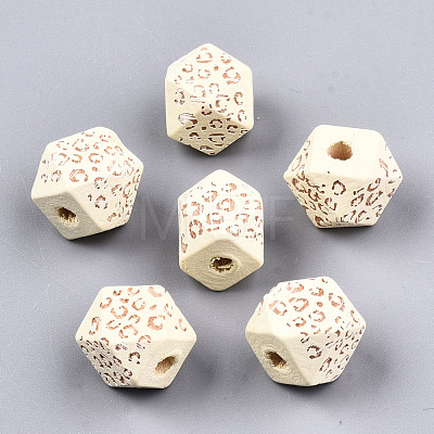 Painted Natural Wood Beads WOOD-T021-51A-12-1