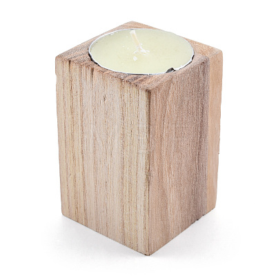 Natural Wood Candle Holder AJEW-T002-01-1