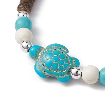Starfish & Tortoise Synthetic Turquoise Braided Bead Bracelet BJEW-JB09967-02-1