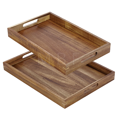 2Pcs 2 Styles Wood Storage Trays AJEW-BC0011-19-1
