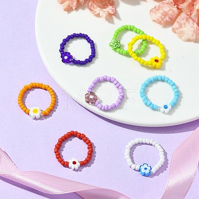 Glass Seed Beads Stretch Rings RJEW-MZ00023-1