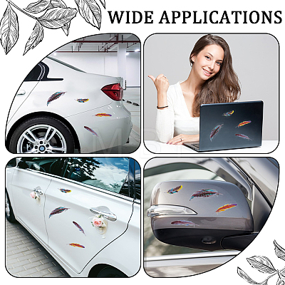 PVC Self Adhesive Feather Car Sticker DIY-WH0453-58B-1